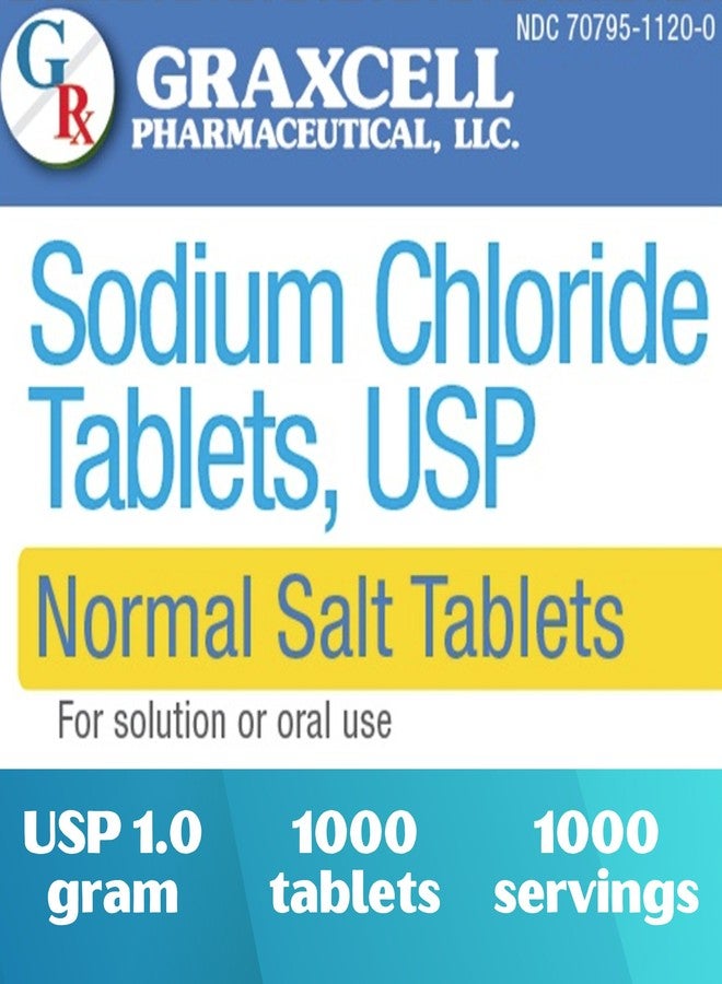 Graxcell Sodium Chloride Tablets 1gm | Electrolyte Salt Pills for POTS Syndrome and Dysautonomia Support | Rapid Rehydration, Natural Ingredients | (15.4gr.) | 1000 Count | Made in The USA - Image 2